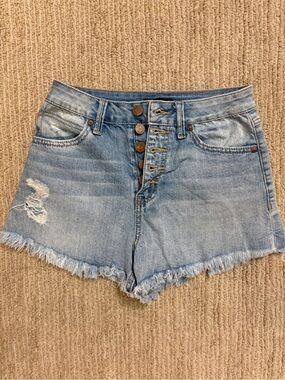SINCERELY JULES Button-Front Distressed Denim Shorts Size 1/25 Size XS